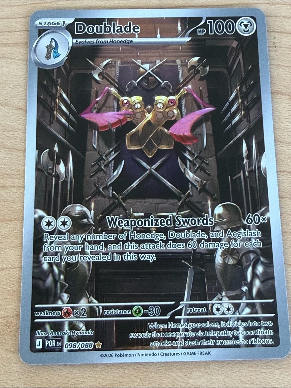 Doublade Pokémon Holo Promo Card – Silver & Pink Artwork